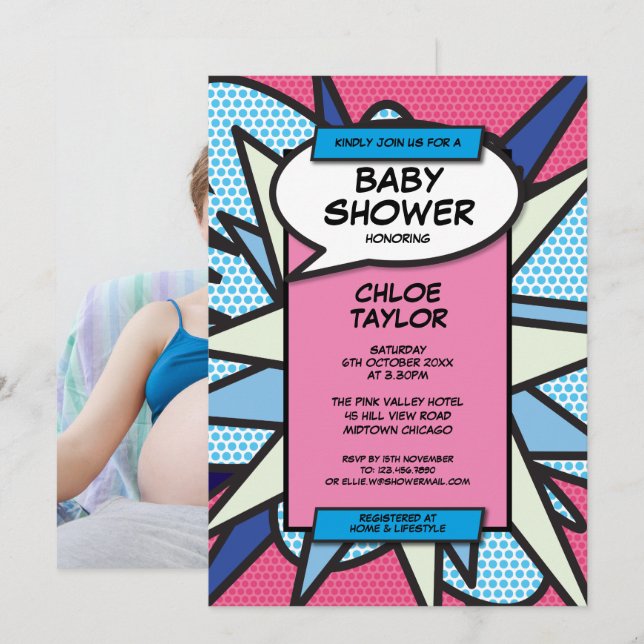 Baby Shower Sprinkle Modern Gender Reveal Photo Invitation (Front/Back)