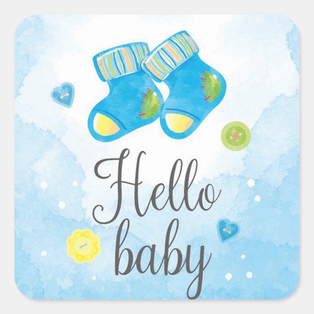 Baby shower square sticker (Front)