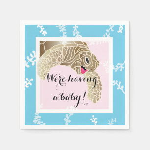 Baby Shower Standard Cocktail Napkin Turtle Pk/Tq