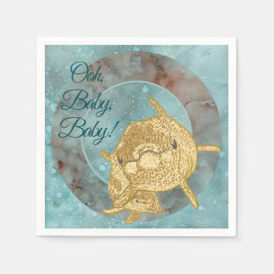 Baby Shower Standard Napkin Gold Dolphin Baby Mum