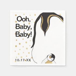 Baby Shower Standard Napkin "Gold Penguin"