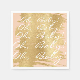 Baby Shower Standard Napkins/Classic Gold/Pink Napkin