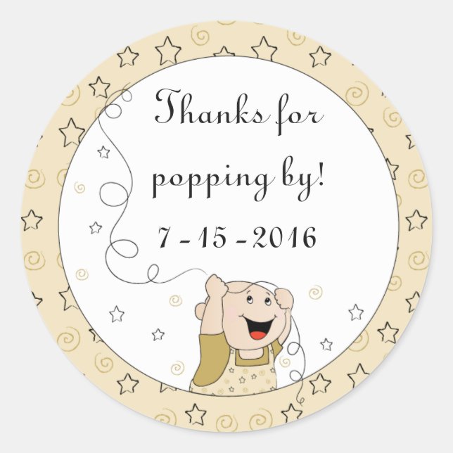 Baby Shower "Stars/Gold" Stickers 1 1/2" or 3" (Front)