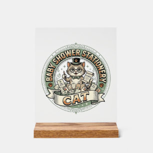 Baby Shower Stationery Cat Baby Shower Stationery Acrylic Sign