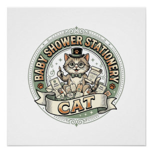 Baby Shower Stationery Cat Baby Shower Stationery Poster