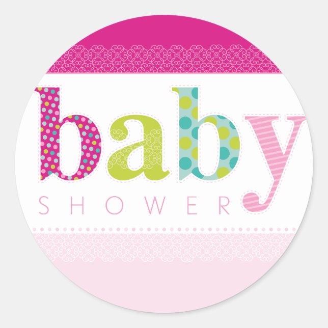 BABY SHOWER STICKER :: baby patterned letters 3 (Front)