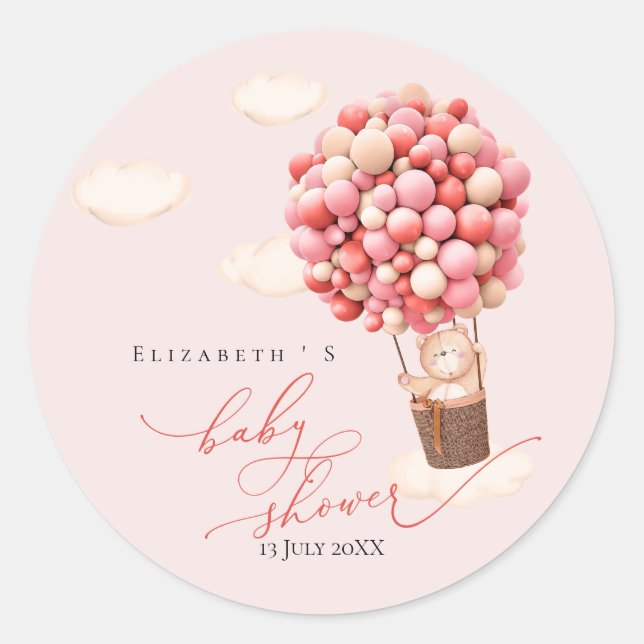 Baby Shower Sticker Bear Balloons (Front)