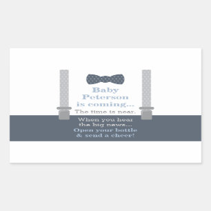 Baby Shower Sticker, Little Man, Bow Tie Rectangular Sticker