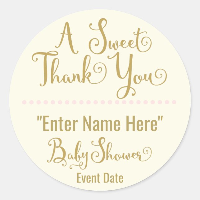 BABY SHOWER STICKER | sweet thank you (Front)