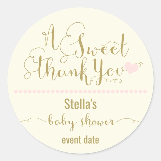 BABY SHOWER STICKER | sweet thank you (Front)