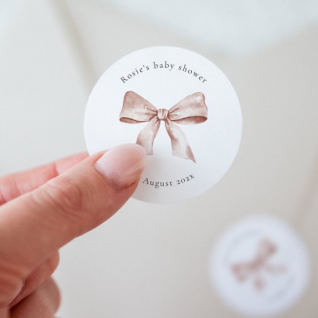Baby Shower Sticker Template with Pink Bow (Creator Uploaded)