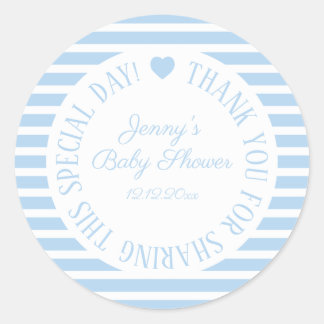 Baby Shower Stickers Boy Blue Favour Heart