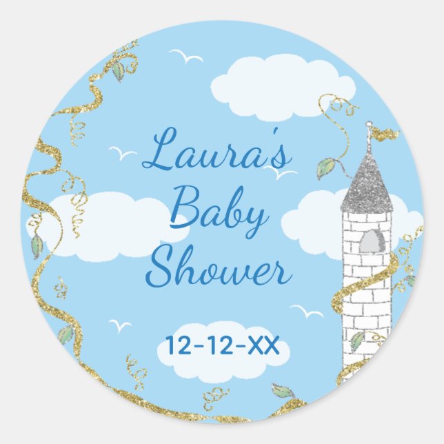 Baby Shower Stickers "Glittery Castle 1 1/2" or 3" (Front)