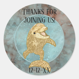 Baby Shower Stickers "Gold Baby Dolphin"