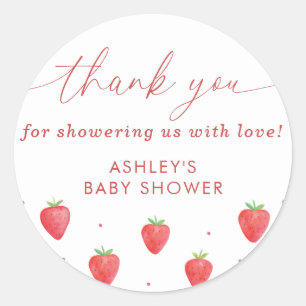 Baby Shower Stickers, Strawberry Baby Shower Favor Classic Round Sticker