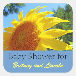 Baby Shower stickers Sunflower Add Mum Dad Name