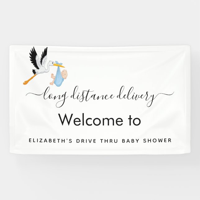 Baby shower stork Blue boy drive thru Banner (Horizontal)