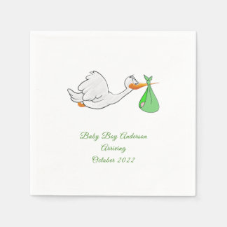 Baby Shower Stork Green Bundle Napkins