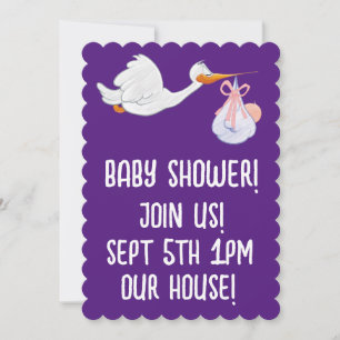 BABY SHOWER STORK MODERN CUSTOM INVITATIONS