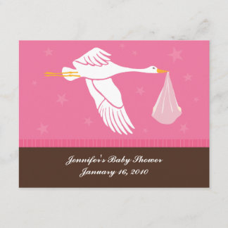 Baby Shower Stork Registry Card - Pink and Brown