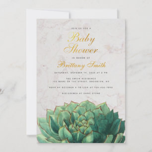 Baby Shower Succulent Elegant Green Gender Neutral Invitation