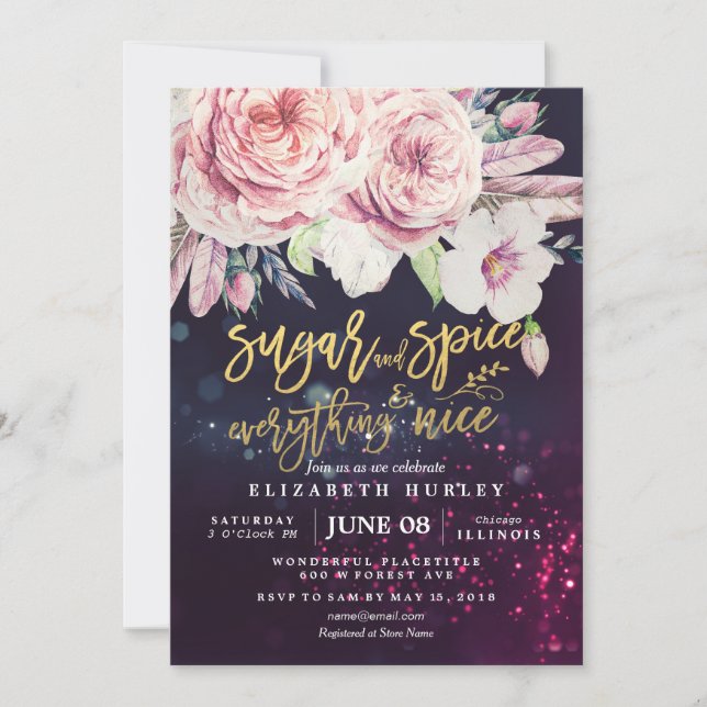 Baby Shower Sugar & Spice & Everything Nice Floral Invitation (Front)