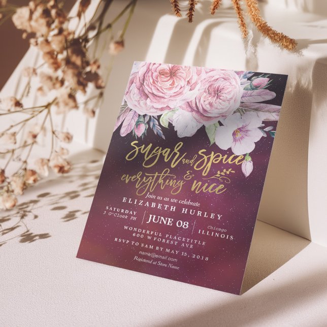 Baby Shower Sugar & Spice & Everything Nice Floral Invitation (Creator Uploaded)