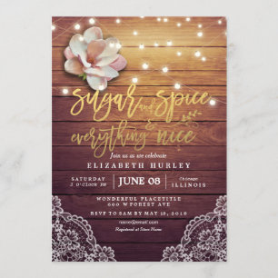 Baby Shower Sugar & Spice & Everything Nice Rustic Invitation