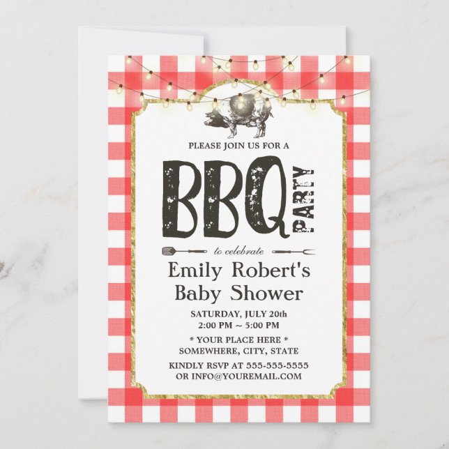 Baby Shower Summer Pig Roast BBQ Party Invitation (Front)