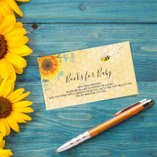 Baby shower Sunflower bee book request  Enclosure Card
