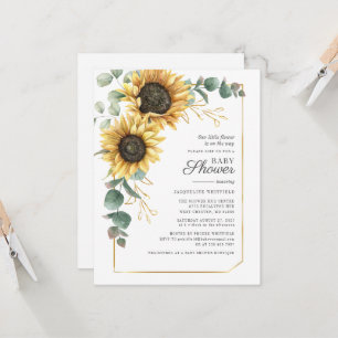 Baby Shower Sunflower Floral Eucalyptus Greenery Invitation