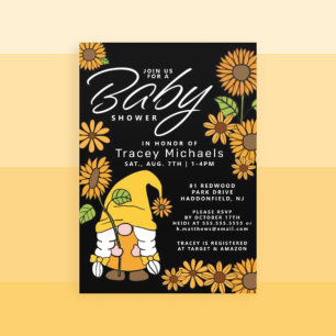 BABY SHOWER   Sunflower Sunshine Gnome Invitation
