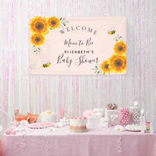 Baby Shower sunflowers girl pink mum to bee rustic Banner