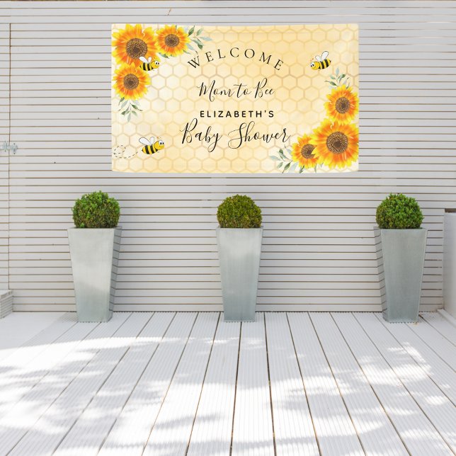 Baby Shower sunflowers honeycomb mum to bee Banner (Creator Uploaded)