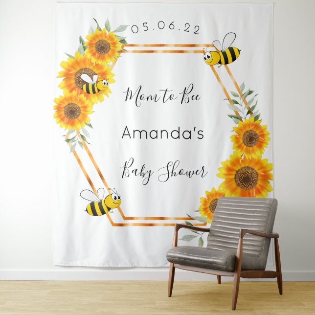 Baby Shower sunflowers Mum to bee gender neutral Tapestry (In Situ)