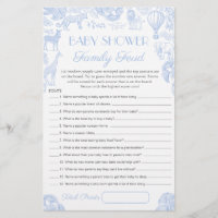 Baby Shower Survey Says Game Card