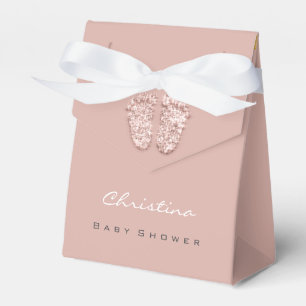 Baby Shower Sweet Feet Drips Glitter Rose Blush Favour Box