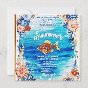 baby shower swimmer bluewater splashes invitation