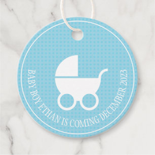 Baby Shower Tag with Stroller for Boy