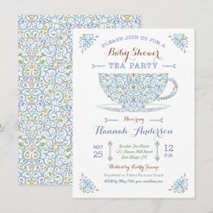 Baby Shower Tea Party- Baby Boy II Invitation