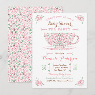 Baby Shower Tea Party- Baby Girl II Invitation