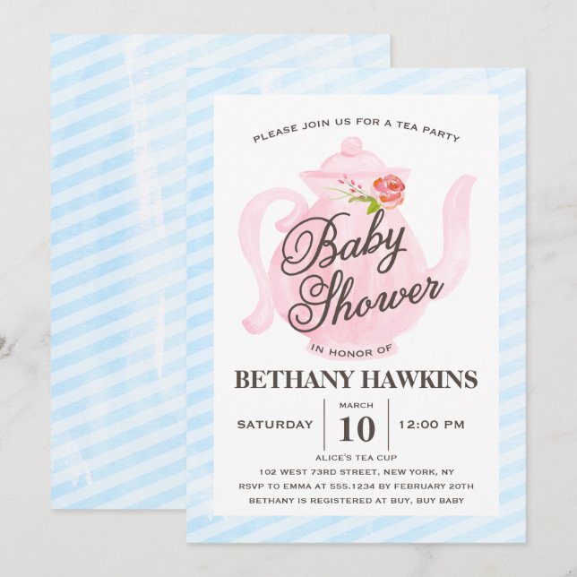 Baby Shower Tea Party | Baby Shower Invitation (Front/Back)
