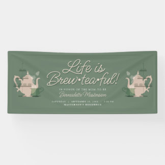 Baby Shower Tea Party Cute Minimalist Chic Green Banner