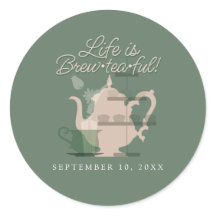Baby Shower Tea Party Cute Minimalist Chic Green