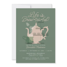 Baby Shower Tea Party Cute Minimalist Chic Green