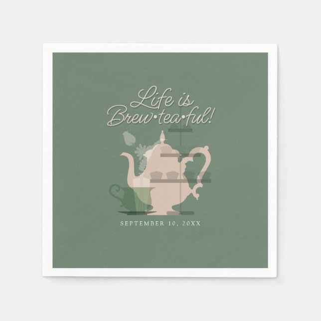 Baby Shower Tea Party Cute Minimalist Chic Green Napkin (Front)