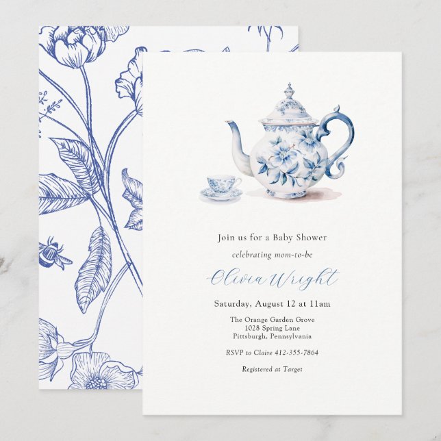 Baby Shower Tea Party  Invitation (Front/Back)
