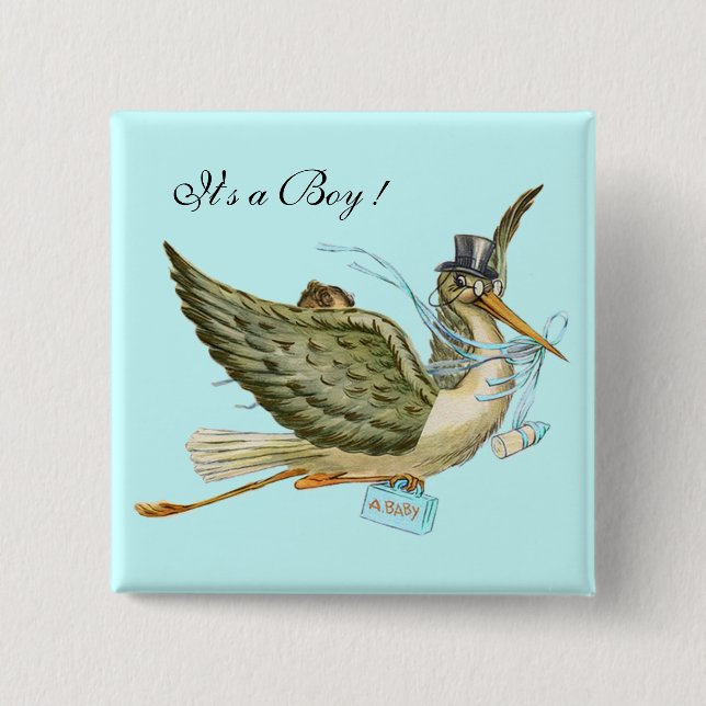 BABY SHOWER ,Teal Blue " It's a Boy" 15 Cm Square Badge (Front)