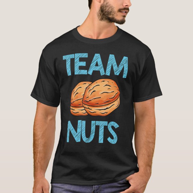 Baby Shower Team Nuts Team Blue Boy Gender Reveal T-Shirt (Front)