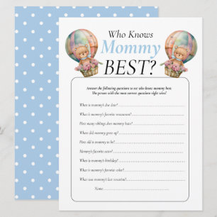 Baby Shower teddy balloons Boy Who Knows Mummy Invitation